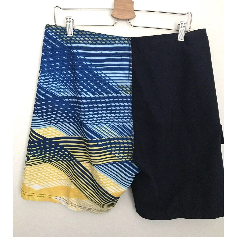 Corona Mens Board Shorts Blue Spellout Swim Beer Drawstring Pocket Sz L Flaw